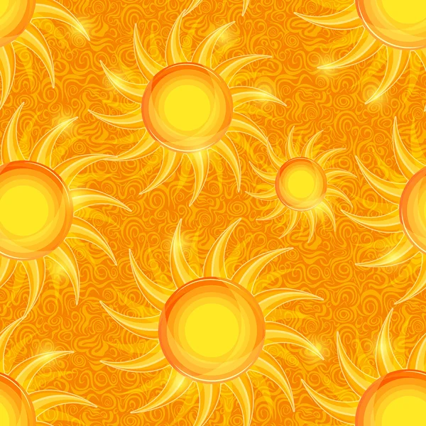 Glanzende gloeiende zon naadloze — Stockvector