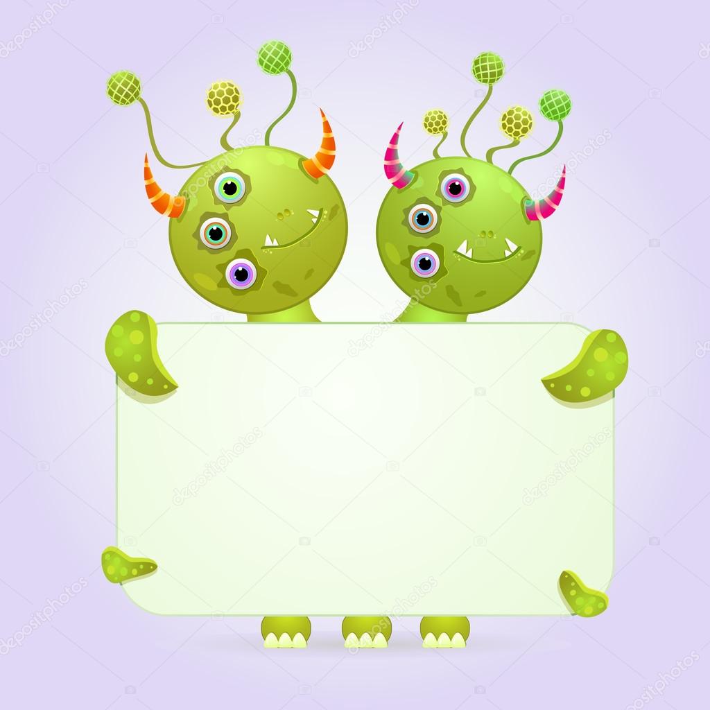 Two Headed Monster Holding Empty Paper