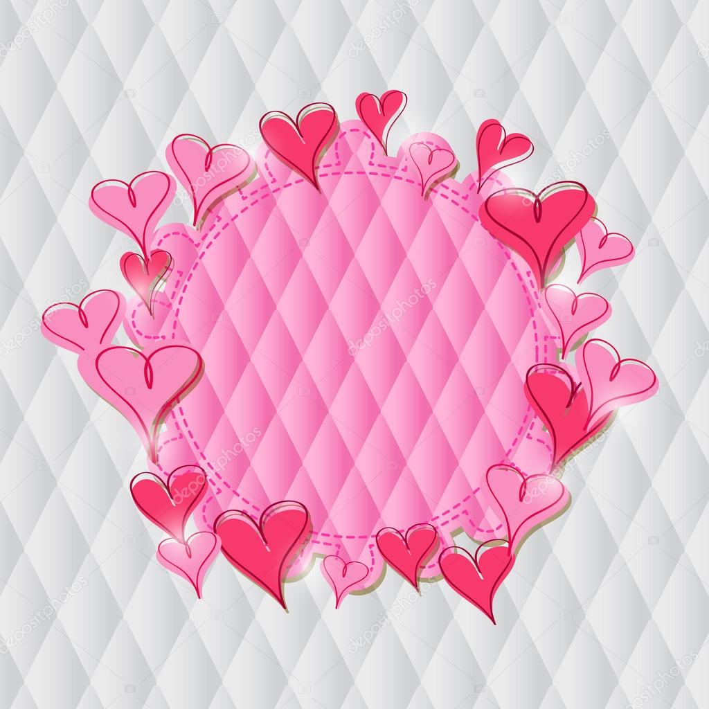 Pink Heart Label on Rhombus Pattern