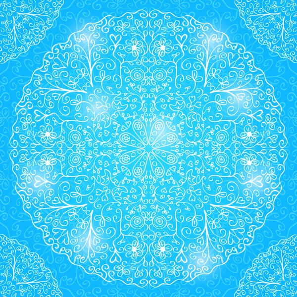 Azul brillante Mandala tarjeta decorada — Archivo Imágenes Vectoriales