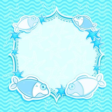 mavi deniz davetiye ile parlak starfishes