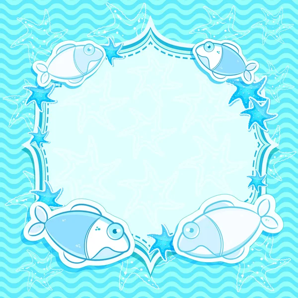 Karta niebieski zaproszenie morskich z jasnym rozgwiazdy — Zdjęcie stockowe