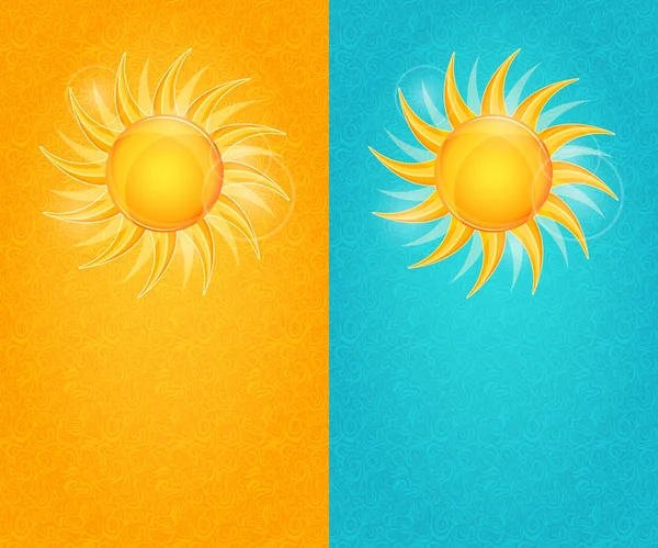 Sommer Naturkarte Set mit gelber Sonne und Fackel — Stockfoto