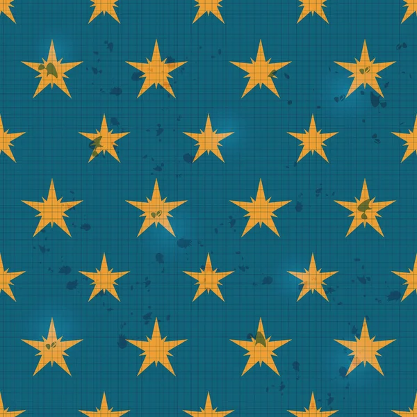 Seamless Retro Pattern with Scratch and Yellow Stars — Stock Photo, Image