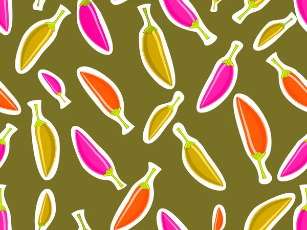 Seamless mönster med olika hoade Chilipeppar — Stockfoto