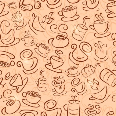 kahve ve çay bardağı ile kahverengi seamless modeli