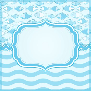 arka plan üzerinde balık ve dalga desenli Menekşe kartı