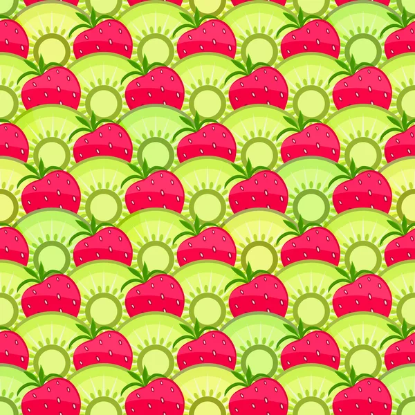 Seamless Fruit Pattern with Strawberry and Kiwi. — Stock Photo, Image