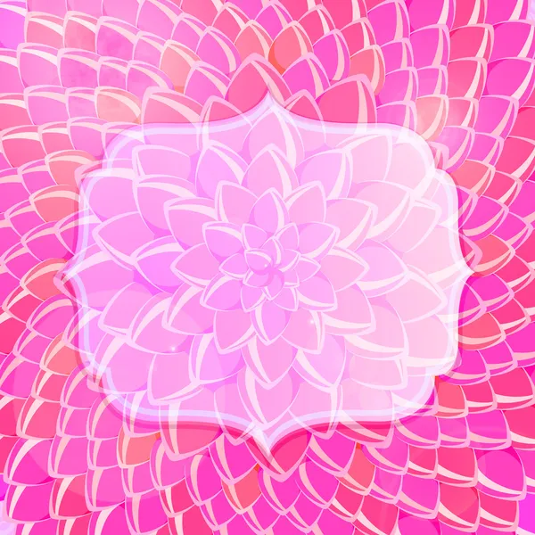 Etiqueta transparente sobre fondo rosa grande de la flor — Foto de Stock