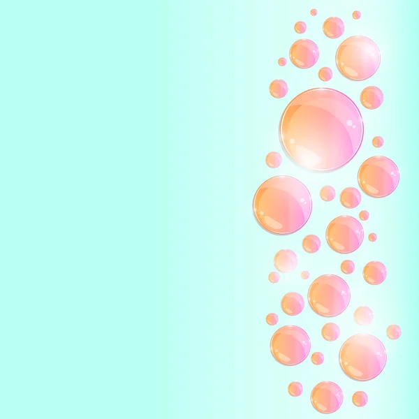 Burbujas brillantes redondas rosadas sobre fondo azul claro —  Fotos de Stock