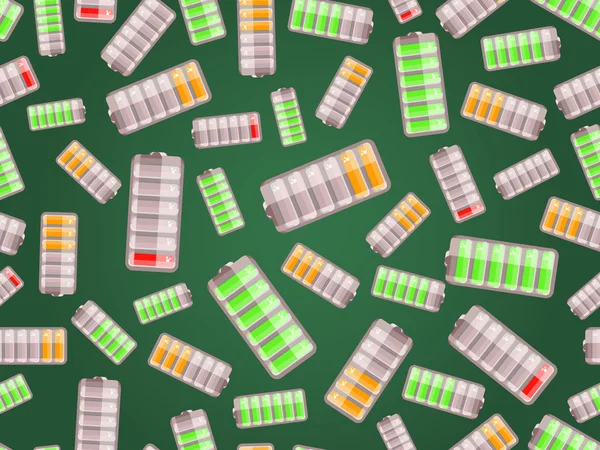 Seamless pattern with batteries charged in different level — Stockvector