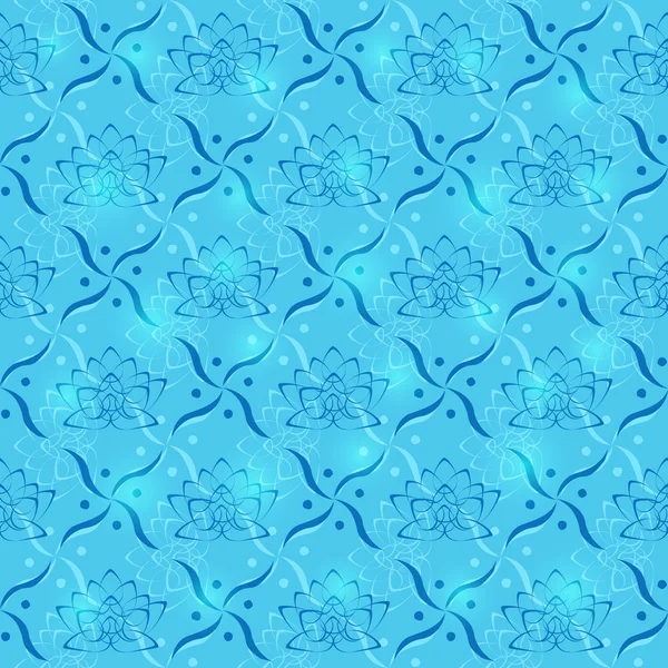 Геометрический бесшовный рисунок голубого лотоса — стоковый вектор