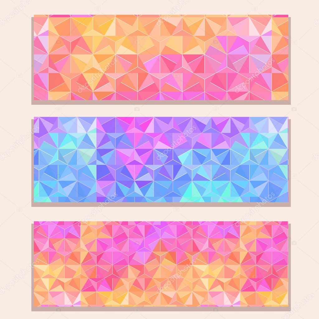 Banner Set with Colorful Modern Triangle Pattern