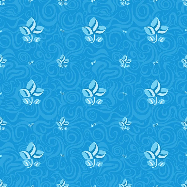 Fundo Sem Emenda Flor Azul Desbotada Padrão Floral Vetorial — Vetor de Stock