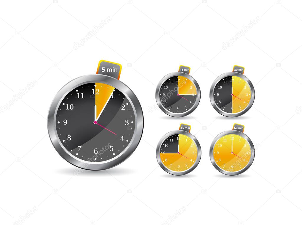 black timer clock. vector illustration isolated on white background