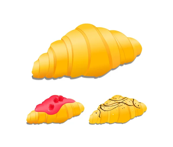 Croissant Kuchen Icon Set — Stockvektor