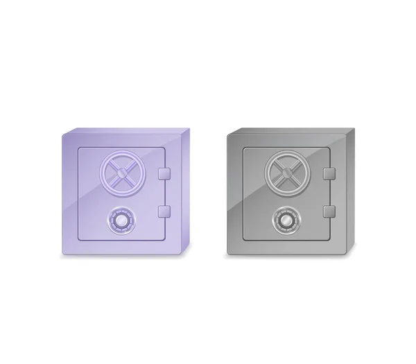 Blue Grey Safe Box Icon Set Isolated White Background — Stock Vector