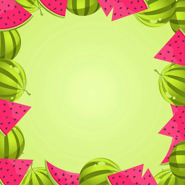 Vattenmelon Tecknad Ram Illustration Frukt — Stockfoto