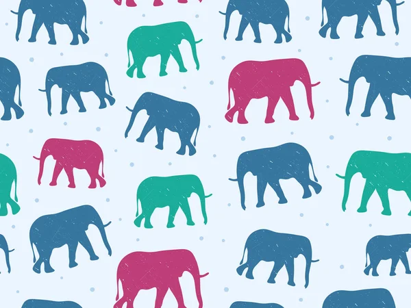 Retro Style Seamless Pattern Elephant Silhouette Векторная Миграция — стоковый вектор
