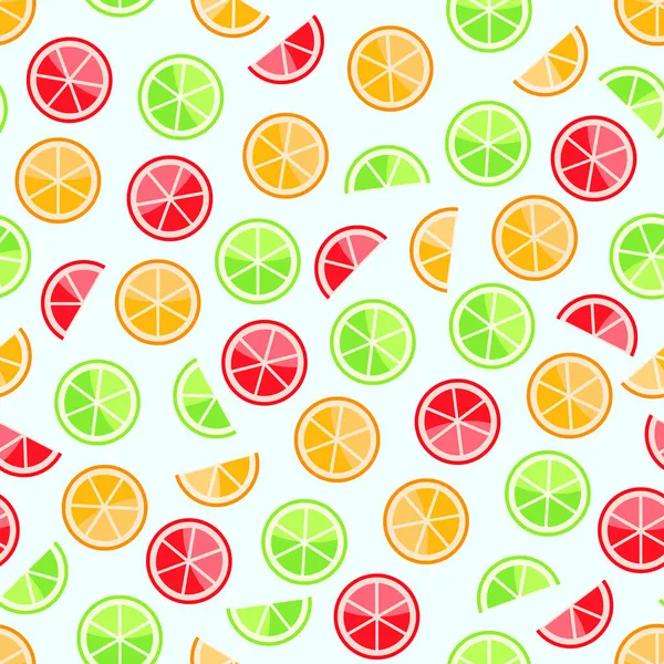Orange Lime Grapefrukt Sömlös Mönster Ligth Bakgrund — Stock vektor
