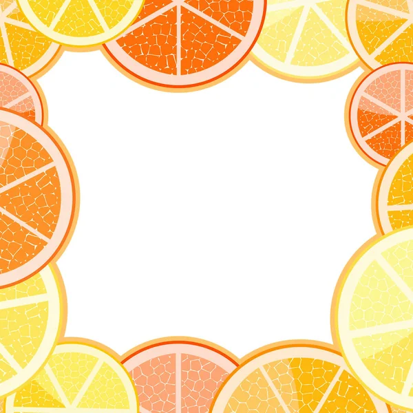 Ligth 背景にオレンジ色のグレープ フルーツのフレーム — ストックベクタ