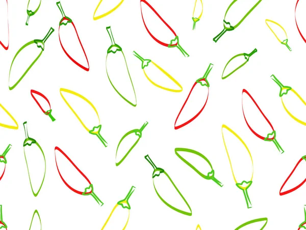 Motif Sans Couture Avec Des Silhouettes Piment Rouge Vert Jaune — Image vectorielle