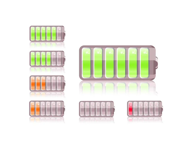 Ícone Bateria Brilhante Conjunto Isolado Fundo Branco — Fotografia de Stock