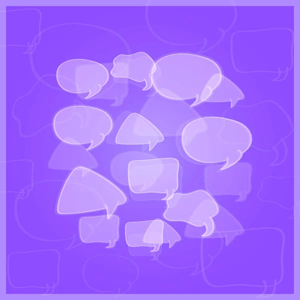 Transparente Chat Symbolgruppe Auf Violettem Hintergrund Kommunikationskonzept Vektorillustration — Stockvektor