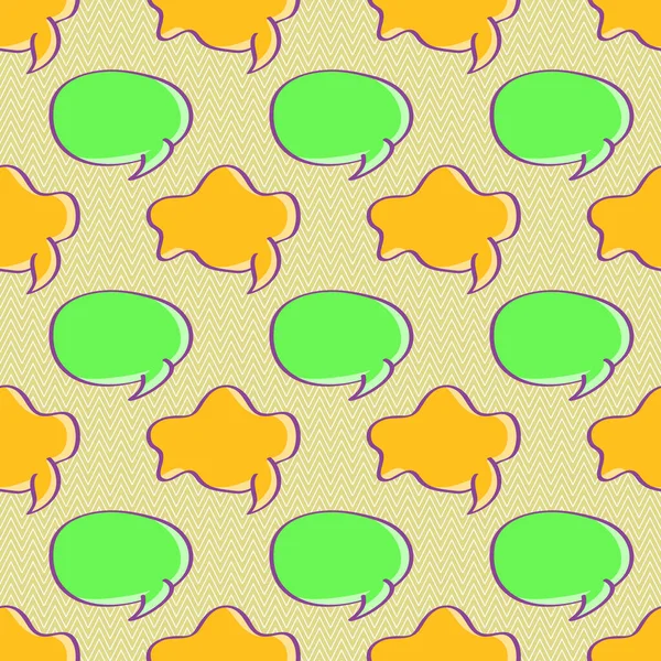 Retro Bezešvé Vzor Bublinou Chat Žlutém Pozadí Vektorová Ilustrace — Stockový vektor