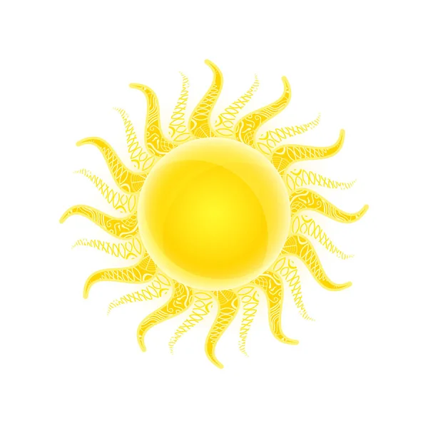 Sol Amarillo Brillante Aislado Blanco — Foto de Stock