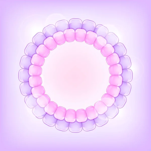 Carte Avec Cadre Rond Bulles Violettes Roses Illustration Fond Vectoriel — Image vectorielle