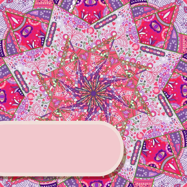 Carte Vintage Invitation Colorée Lumineuse Avec Fond Mandala Coloré Étiquette — Image vectorielle