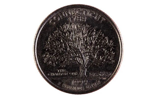 Connecticut US State Quarter Tail Coin Primer plano —  Fotos de Stock