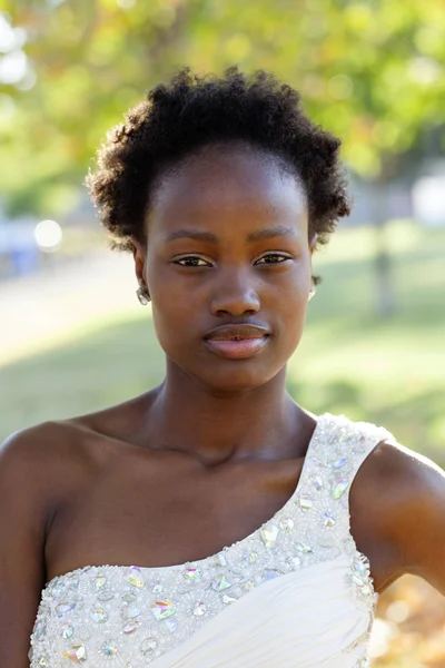 Afro-Amerikaanse tiener meisje buiten portret — Stockfoto