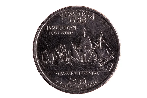 Tail Side Closeup Virginia U.S. QuarterCoin — Stock Photo, Image