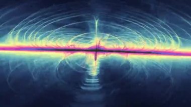 Sarı Mor Çizgilerle Soyut Tasarım Mor Arkaplanda Parçacıkları Eğriler