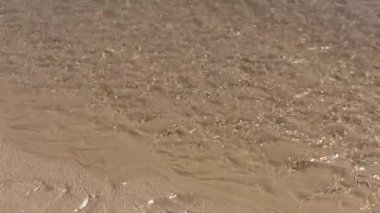 Small Shallow Creek Water Moving Over Sandy Beach Newport Oregon