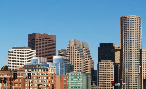 Boston Massachusetts Skyline Edifícios 2008 Contra Céu Azul Claro — Fotografia de Stock
