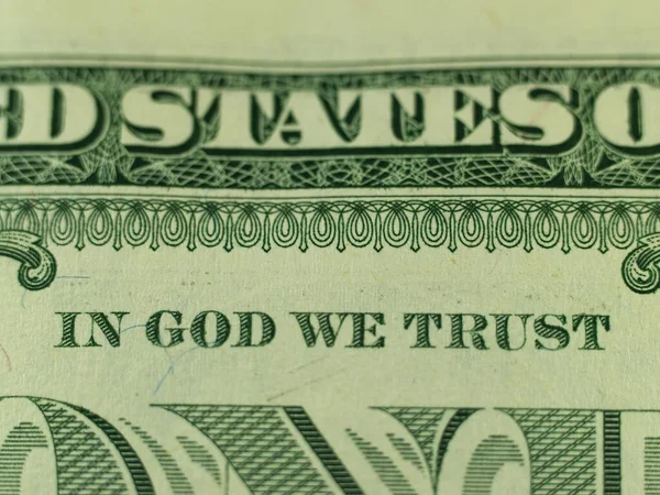 Close Words God Trust United States Dollar Bill — Stock Photo, Image