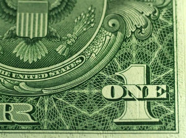 Close Bottom Back Corner United States Dollar Bill Numeral Word — Stock Photo, Image