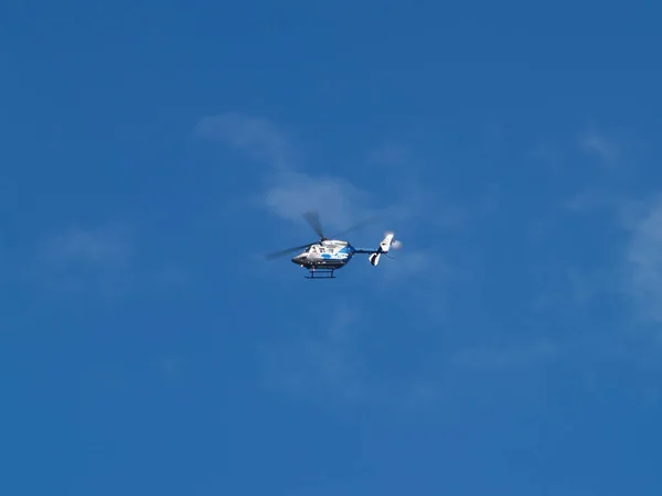 Boston Massachusetts United States September 2008 Medical Helicopter Flying Blue — Stock Photo, Image