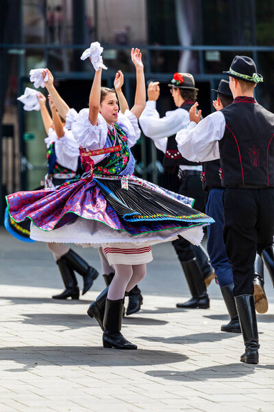 Debrecen Hungary Aug. 20 2021: The annual Flower Festival. Hungarian Folk Dancing