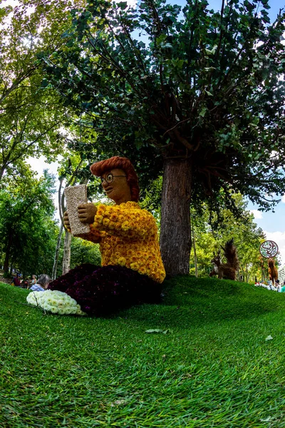 헝가리의 데브레 2021 도시의 중심부에 꽃으로 조각품들 — 스톡 사진
