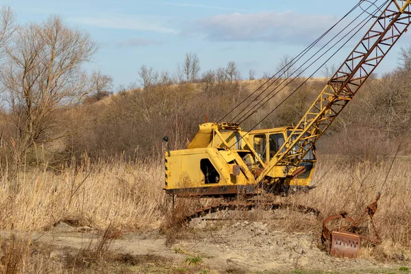Abundant Old Rusty Mobile Crane Left Field — Stock Photo, Image