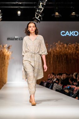 Budapest Hungary, Nov 22 19: At the Marie Claire fashion week model walks at the Project Runway with new designs.