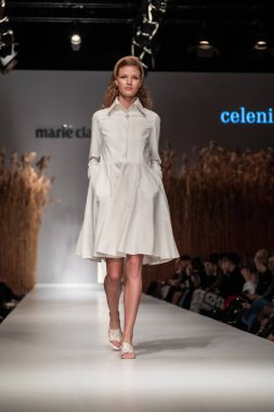 Budapest Hungary, Nov 22 19: At the Marie Claire fashion week model walks at the Project Runway with new designs.