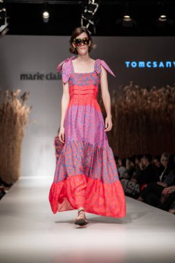 Budapest Hungary, Nov 22 19: At the Marie Claire fashion week model walks at the Project Runway with new designs.