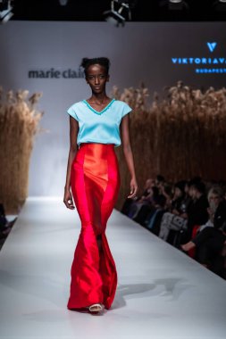 Budapest Hungary, Nov 22 19: At the Marie Claire fashion week model walks at the Project Runway with new designs.