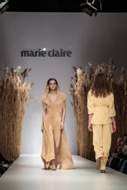 Budapest Hungary, Nov 22 19: At the Marie Claire fashion week model walks at the Project Runway with new designs.