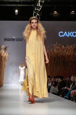 Budapest Hungary, Nov 22 19: At the Marie Claire fashion week model walks at the Project Runway with new designs.